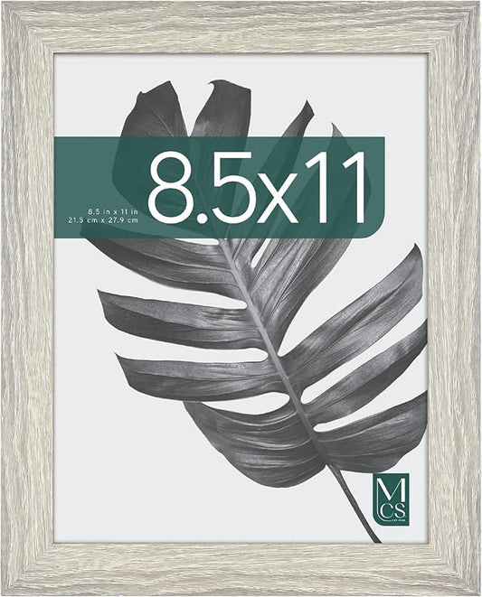 MCS Studio Gallery 8.5x11 Picture Frame Gray Woodgrain Engineered Wood, Rectangle Photo Frame for Photos, Posters & Art Prints & Easel for Tapletop Display (1-Pack)