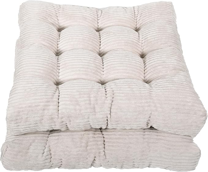 Meditation Floor Pillow Set of 2,Memory Foam Meditation Floor Cushions for Adults Sitting, Large Square Thickened Seat Cushion for Yoga, Tatami Living Room (2, Beige)