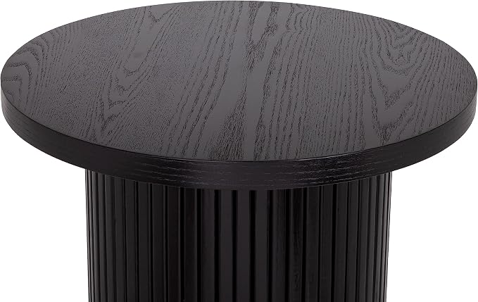 Black Side Tables Living Room, Modern Drum End Table, 18 inch Wide Black Accent Table, Fully Assembled, End Table, Bedside Table for the Living Room and Bedroom