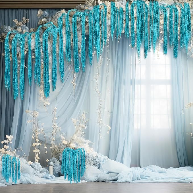 Suncalla 12 Pcs Blue Spring Natural Dried Amaranthus Hanging Flowers Amaranthus Artificial Flowers for Wedding Arch Bouquet Floral Garland Wall Home Decoration (23 Inch)