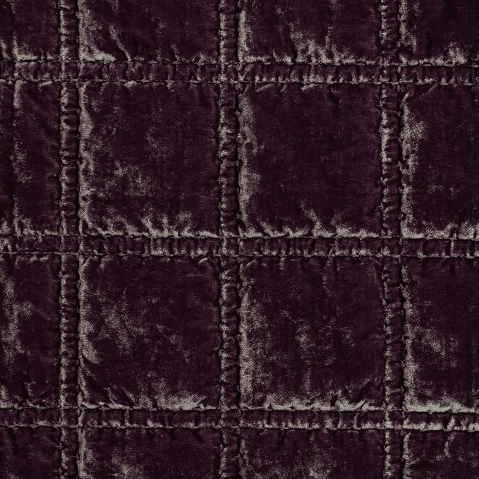 HiEnd Accents Stella Faux Silk Velvet Throw Blanket Dark Violet, 50x60 inch, Double Stitch Plush Soft Cozy Blankets, Luxury Decorative Throws for Couch, Bed, Sofa, Chair