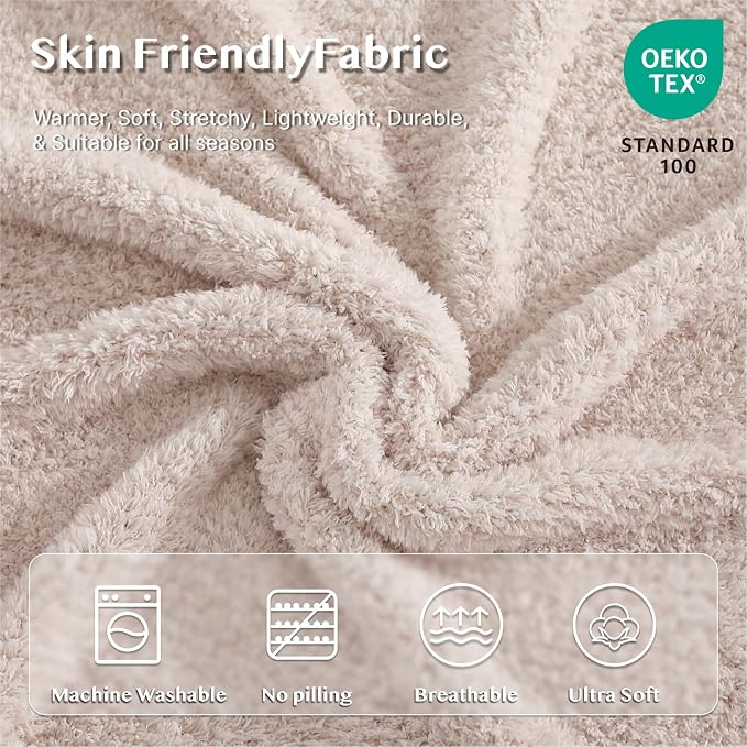 WRENSONGE Soft Throw Blanket for Couch-Cozy Reversible Knitted BlanketsW | Lightweight Warm Fluffy Decor for Women, Mom, Her & Girls, Sofa, Chair, Bed, 50x70in, Cationic Dyeing Taupe