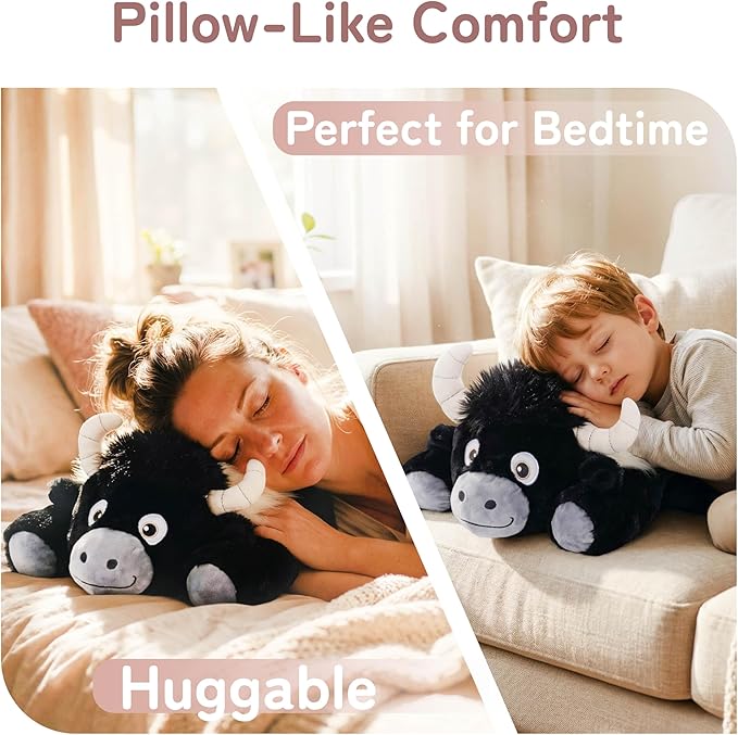 Niuniu Daddy 20" | 3.3 Pound HighIand Cow Weighted Plush Animals, Large Highland Cow Pillowfort Stuffed Lap Animal Toys for Kids Adults, Big Plushy Body Pillow for Gifts Birthday Christmas Holiday