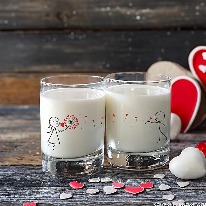BoldLoft My Heart is All Yours Couple Drinking Glasses-Gifts for Him, Boyfriend, Husband Couple, Gifts for Him and Her, Anniversary, Valentines, Wedding, Engagement, Birthday