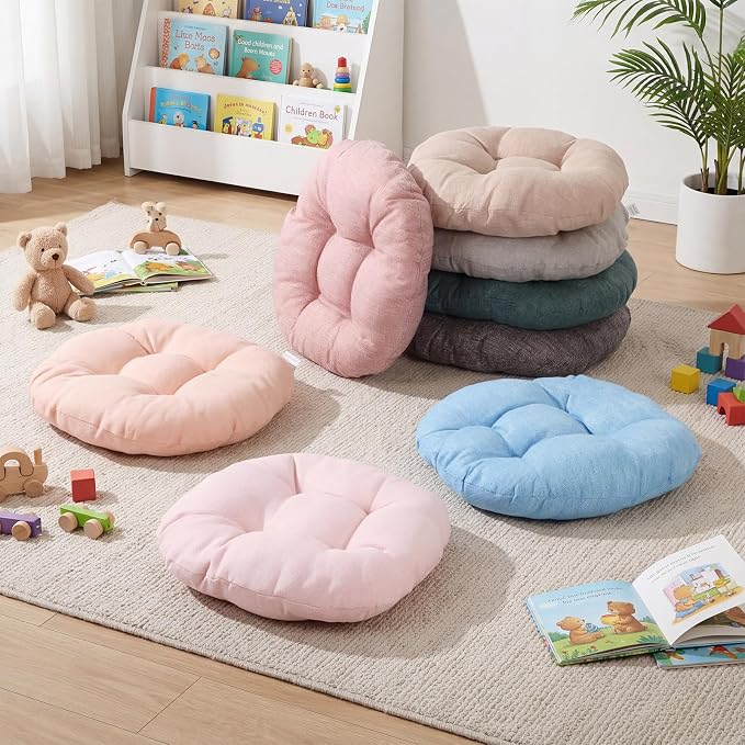 Fumete 8 Pcs 16 Inch Floor Cushions Pillow for Kids Bulk Classroom Round Flexible Seating Floor Cushions for Students Home Daycare School Reading Corner Yoga Meditation Picnic (Cloudy Pastel)