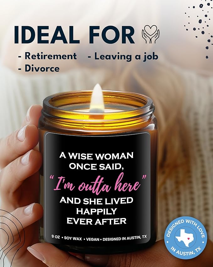 Funny Divorce Candle, Cool Retirement and Divorce Gifts for Women, Best Gift for Women, Unique Farewell Presents for Colleagues Coworker Teacher, Happy Retirement Ideas for Her