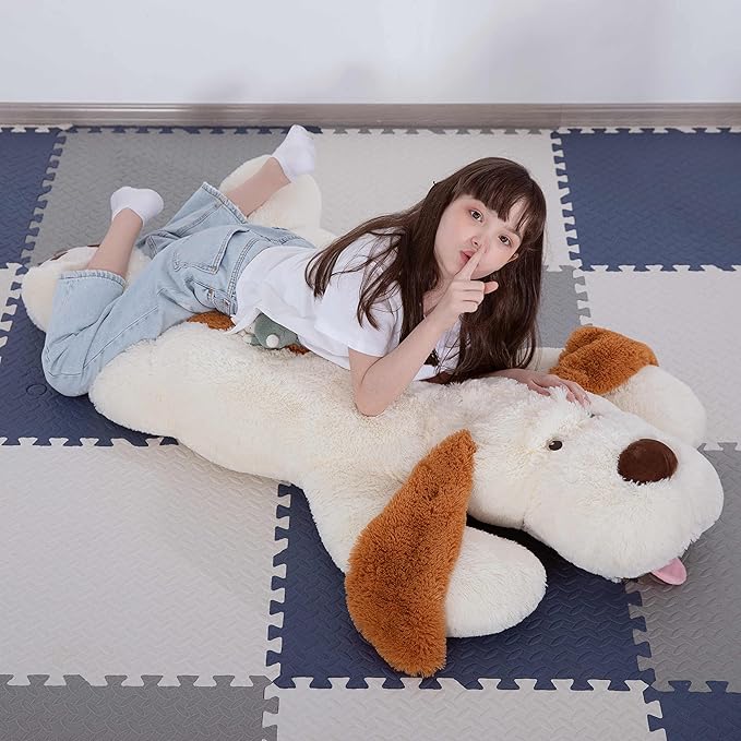 MorisMos Giant Dog Stuffed Animals, 51inch Large Stuffed Dog Plush Soft Big Puppy Pillow Gifts Kids, Girls, Boys, White