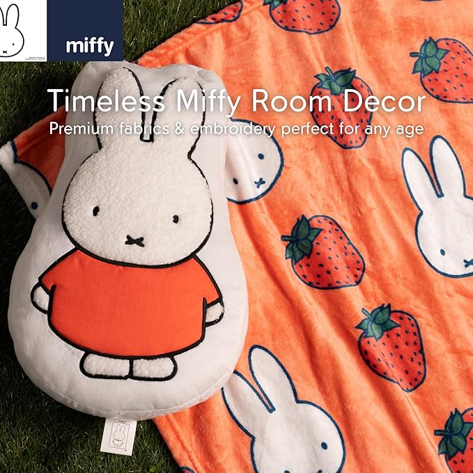 Miffy Bedding Plush Pillow – Soft Plush Throw Pillow for Bedroom Office Decor & Gifts, 14 inch Tall, (100% Officially Licensed Product) by Franco Collectibles