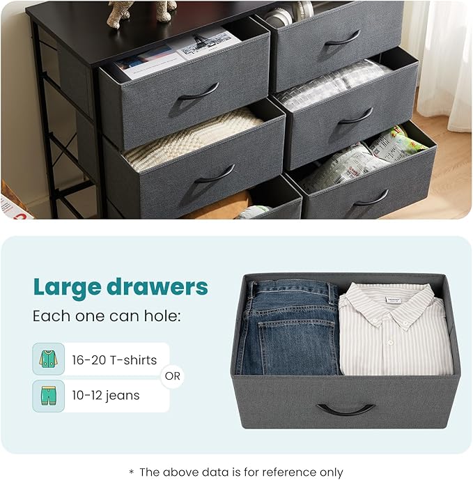 OLIXIS 6 Drawers Storage Organizers Units, Closet Organizers and Storage for Clothes, Fabric Storage Drawer TV Stand for Living Room, Chest of Dresser in 31.5" D x 11.8" W x 31.5" H, Grey