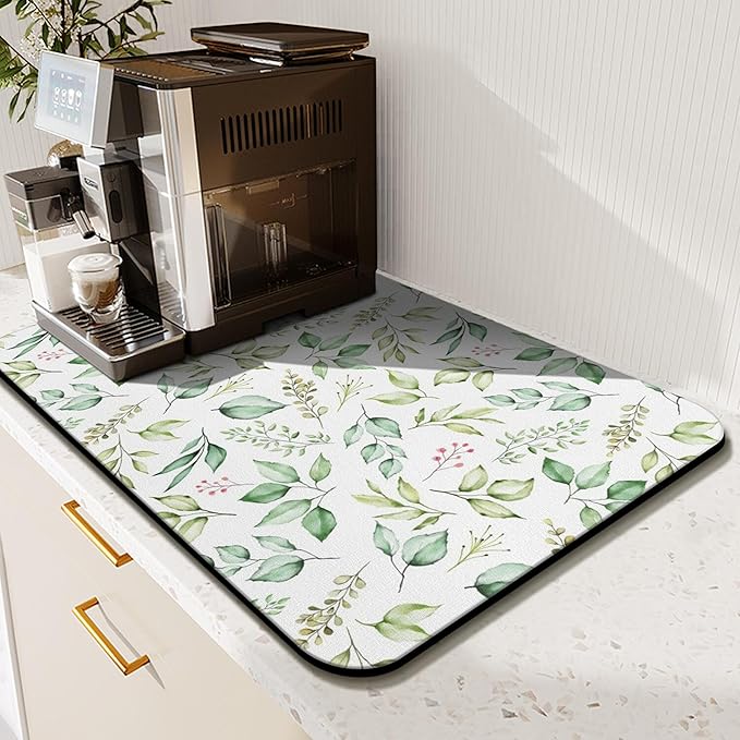 Fun Coffee Mat 19inx12in,Coffee Bar Mat for Countertops,Absorbent Hide Stain Anti-Slip Coffee Bar Accessories Fit Under Coffee Machine Mat,dish Drying Mats for Kitchen