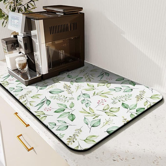 Fun Coffee Mat 19inx12in,Coffee Bar Mat for Countertops,Absorbent Hide Stain Anti-Slip Coffee Bar Accessories Fit Under Coffee Machine Mat,dish Drying Mats for Kitchen