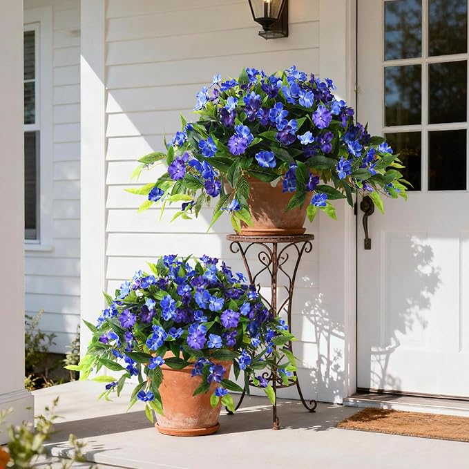 Hommyea Artificial Fake Hanging Flowers Plants Basket for Outdoors Outside Decoration UV Resistant Faux Silk Flowers Look Real Plastic Flowers for Spring Planters Home Porch Patio Garden Decor