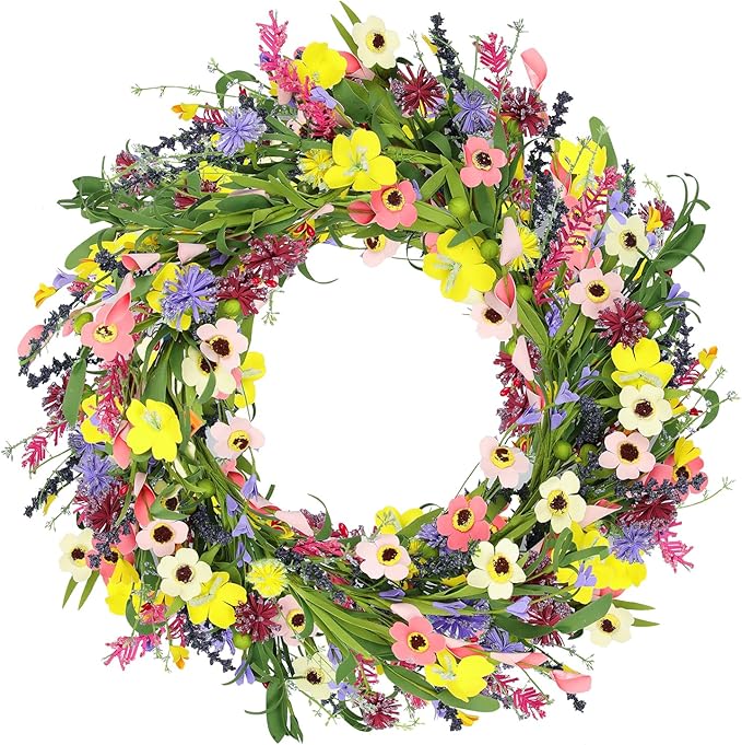 6 ft Artificial Wildflower Garland Wisteria Lavender Daisy Faux Floral Vine Summer Spring Floral Fake Garland All Year Round Home Decor for Indoor Outdoor Home Wedding Arch