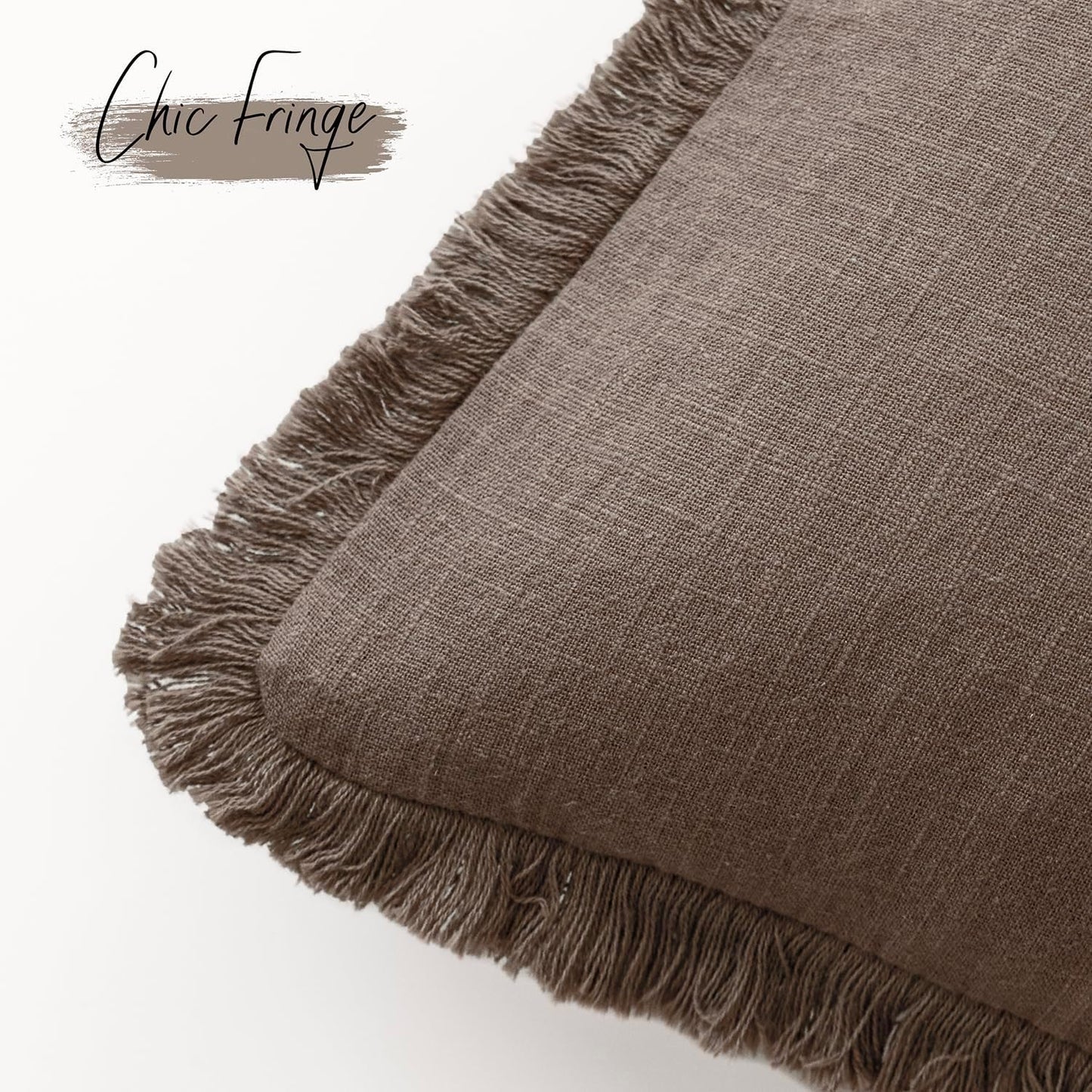 Foindtower Set of 2 Decorative Linen Fringe Lumbar Throw Pillow Covers Boho Farmhouse Cushion Cover with Tassels Accent Pillowcase for Couch Sofa Bed Living Room Home Decor,12×24 Inch,Light Coffee