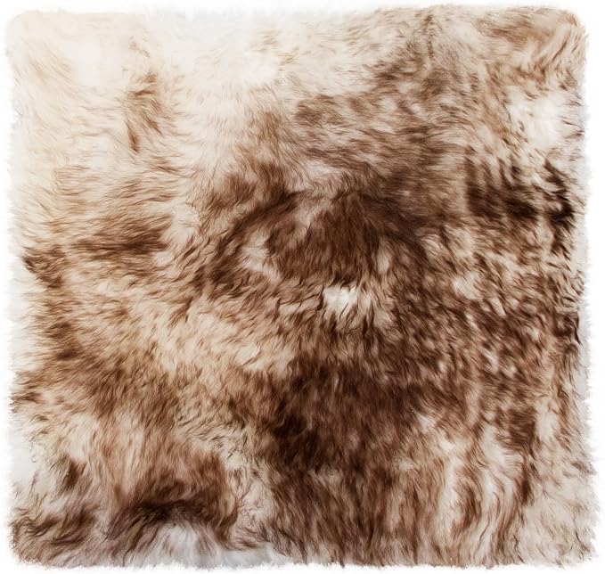 Natural Sheepskin Chairpad with Non-Slip Backing | 100% Real New Zealand Wool Sheepskin for Car Seat, Accent Chair, or Vanity Chair, Gradient Chocolate