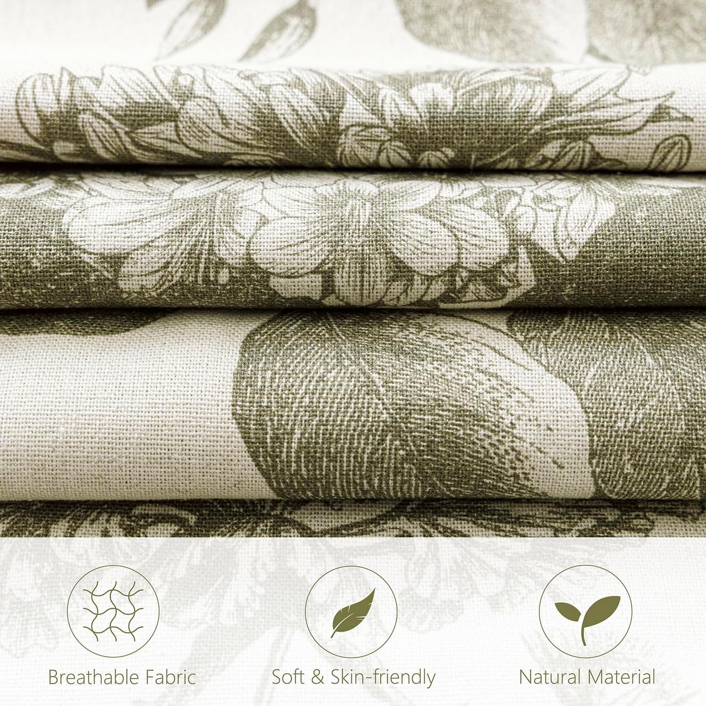 Foindtower Set of 2 Linen Floral Throw Pillow Covers Vintage Accent Print Decorative Cushion Covers Farmhouse Boho Home Decor for Sofa Chair Couch Bedroom Living Room Outdoor,20×20 Inch,Sage Green