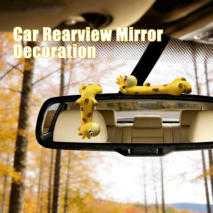 Funny Resin Desk Giraffe Decor 4 PCS, Mini Cute Giraffe Figurines for Computer Monitor, Car Dashboard and Rearview Mirror, Office Desk, Photo Frame Decorations Accessories & Housewarming Gifts