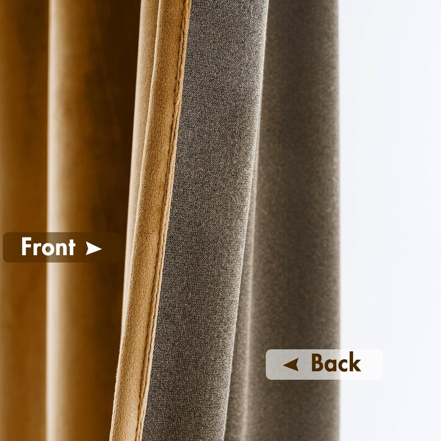 MIULEE Golden Brown Velvet Curtains Thermal Insulated Blackout Curtain Drapes for Bedroom Living Room Darkening 72 Inches Long Curtains Panels Rod Pocket Set of 2