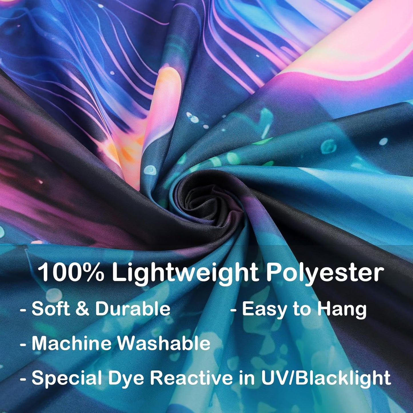 Manicer Blacklight Jellyfish Forest Tapestry – UV Reactive Fantasy Underwater Jellyfish in Enchanted Forest, Glow in the Dark Neon Nature Art Wall Hanging for Bedroom, Living Room – 51.2" x 59.1"