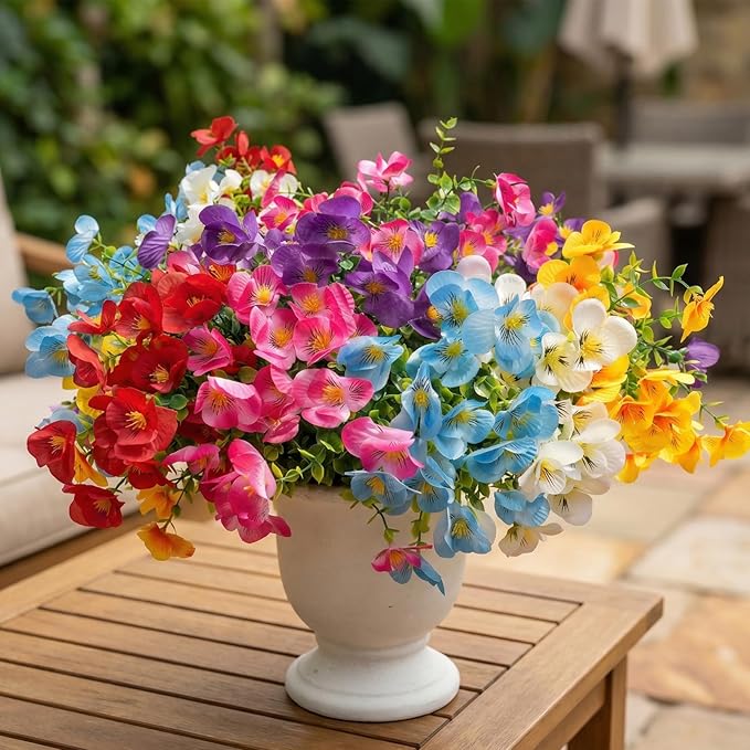 trytuny Artificial Flowers for Outdoor, Realistic Faux Plants for Outside Indoor Porch Patio Window Box Planter Home Decor (12Pcs Mixed Color)
