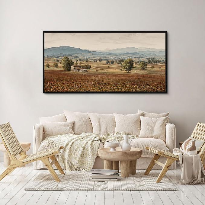 yiijeah Framed Artwork for Walls Extra Large Vintage Nature Earthy Wall Art landscape pictures Canvas Paintings Decor for Living Room Bedroom Entryway 58x29 Inches
