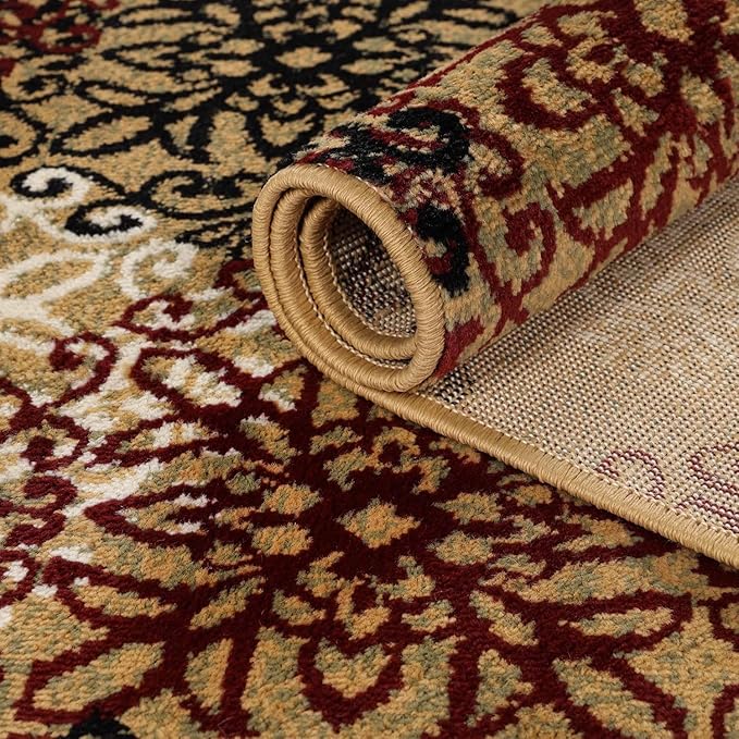 Superior Indoor Area Rug, Jute Backing, Plush Rugs for Entry, Office, Living, Dining, Kitchen, Hardwood Floors, Vintage Aesthetic, Boho Home Decor, Leigh Collection, 4' x 6', Gold