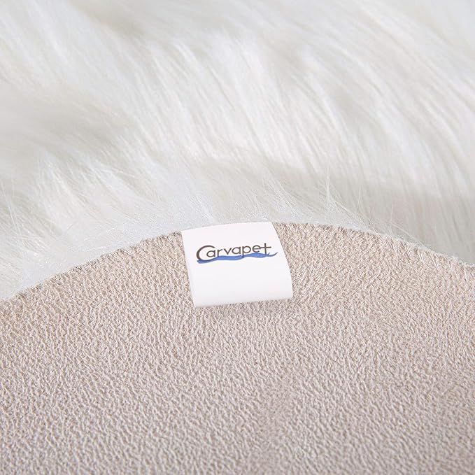 Carvapet Soft Fluffy Faux Sheepskin Fur Area Rug for Bedroom Floor Sofa Living Room 3 x 5 Feet,White