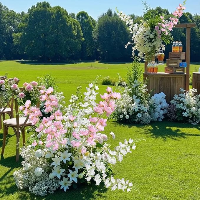 8 pcs Pink Delphinium Artificial Flowers, 34.25''Artificial Snapdragon Flowers Tall Fake Flowers Silk Flowers Faux Delphinium Bulk for Tall Vase Home Wedding Garden Table Decor (Pink)