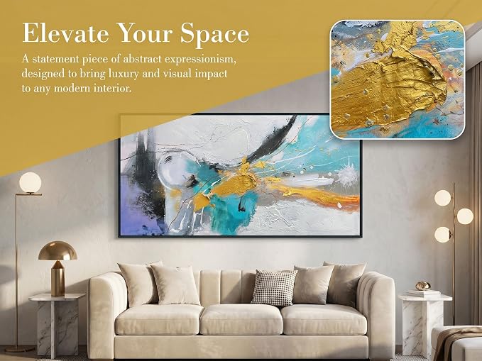 Arjun Abstract Framed Wall Art for Living Room Black and White Canvas Painting Bedroom Textured Hand Painted Modern Picture, Large for Home Office Mens Room Wall Decor 48"x24"