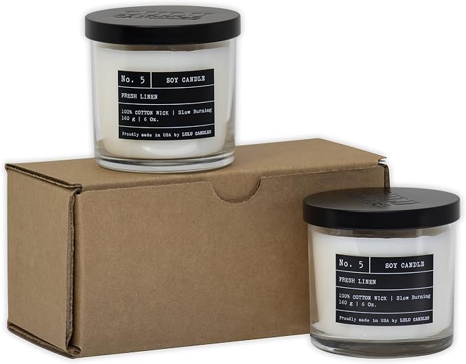Lulu Candles | Lemon & Vanilla Bean | Luxury Scented Soy Jar Candle | Hand Poured in The USA | Highly Scented & Long Lasting (6 Oz. 2 Pack)