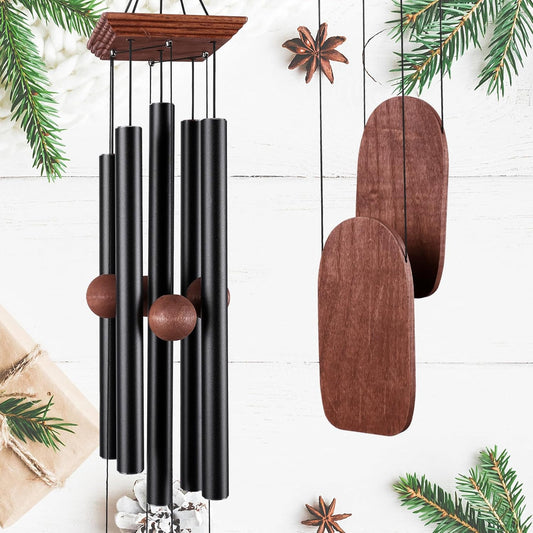 Wind Chimes for Outside Deep Tone, 36in Sympathy Wind Chimes Outdoor Clearance, Gifts for Mother's Day and Christmas, Outdoor Decor for Garden, Patio, Yard（Wood Wind Chime, Black）
