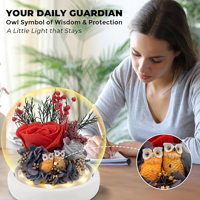 Flowers, Roses Gift - Preserved Flowers & Preserved Roses Gift for Women, Rose Arrangement that Lasts Forever – Birthday Gift for Women,Mother’s Day &Valentine, Flower for Delivery- Ruby red