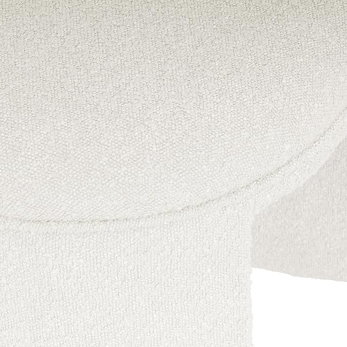 HomePop Quinn Modern Ottoman|Homepop Home Décor|Ottoman for Living Room & Bedroom - Cream White Boucle