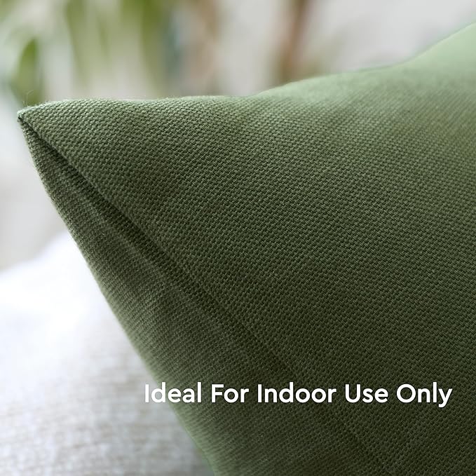Encasa XO Throw Pillow Covers 24x24 in Set of 2 Leaf Green | No Inserts | Cotton Pillow Covers for Living Room, Bed, Sofa, Couch | Decorative Cushion Covers with Improved Zipper