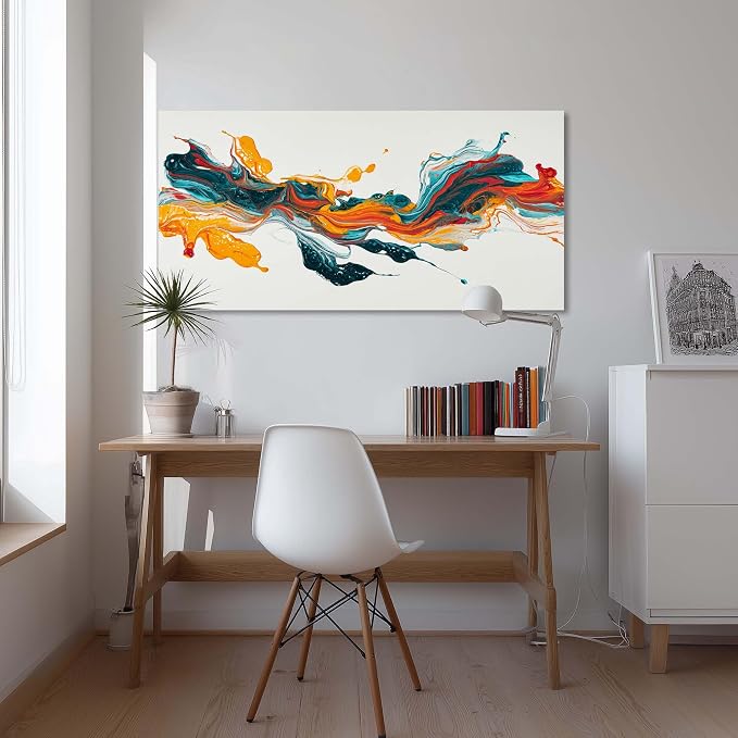 Ggaafet Colorful Abstract Wall Art for Living Room Canvas Painting Prints Pigment Liquid Art Deco Modern Artwork Office Bedroom Family Room Decor Large
