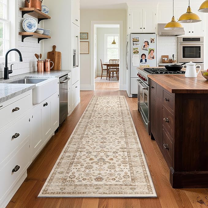 Washable Runners for Hallways Kitchen Rug: 2'x10' Kitchen Runner Stain Resistant Non Slip Low Pile Soft Carpet Runners for Hallways Bedroom Entryway Indoor Beside Bathroom Laundry Room