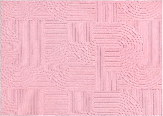 Pauwer Pink Area Rug for Girls Bedroom 5x7 Soft Fluffy Non Slip Machine Washable Rugs Arch Modern Indoor Mat Fuzzy Floor Carpet for Kids Nursery Living Room Dorm Playroom Dining Baby Home Decor