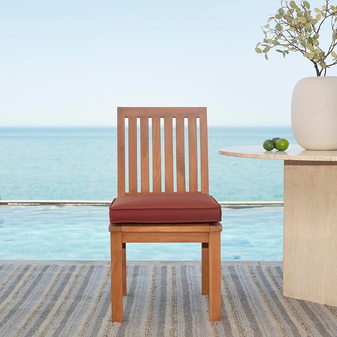 Arden 19 x 19 Luxury Foam Outdoor Double Welted Dining Seat Cushion, Made with PROFOAM, Performance Fabric, Rain-Proof, Fade Resistant, Chili Pepper Red Woven Solid