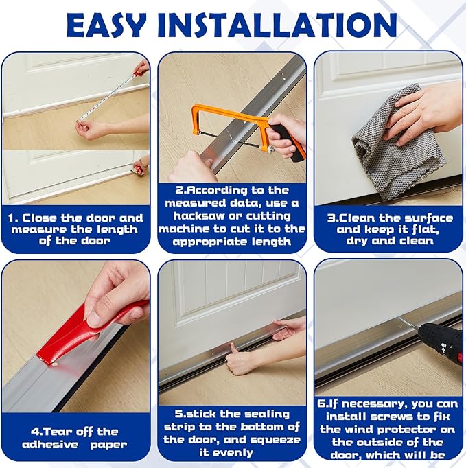 Gisafai 2 Pcs 36 Inches Metal Door Draft Stopper, Door Sweep, Mouse Stopper, Mice Seal Strip, Aluminum, Noise Blocker, Keep Rodents and Pests Out, Enhanced Weather Sealing, Easy to Install, Silver
