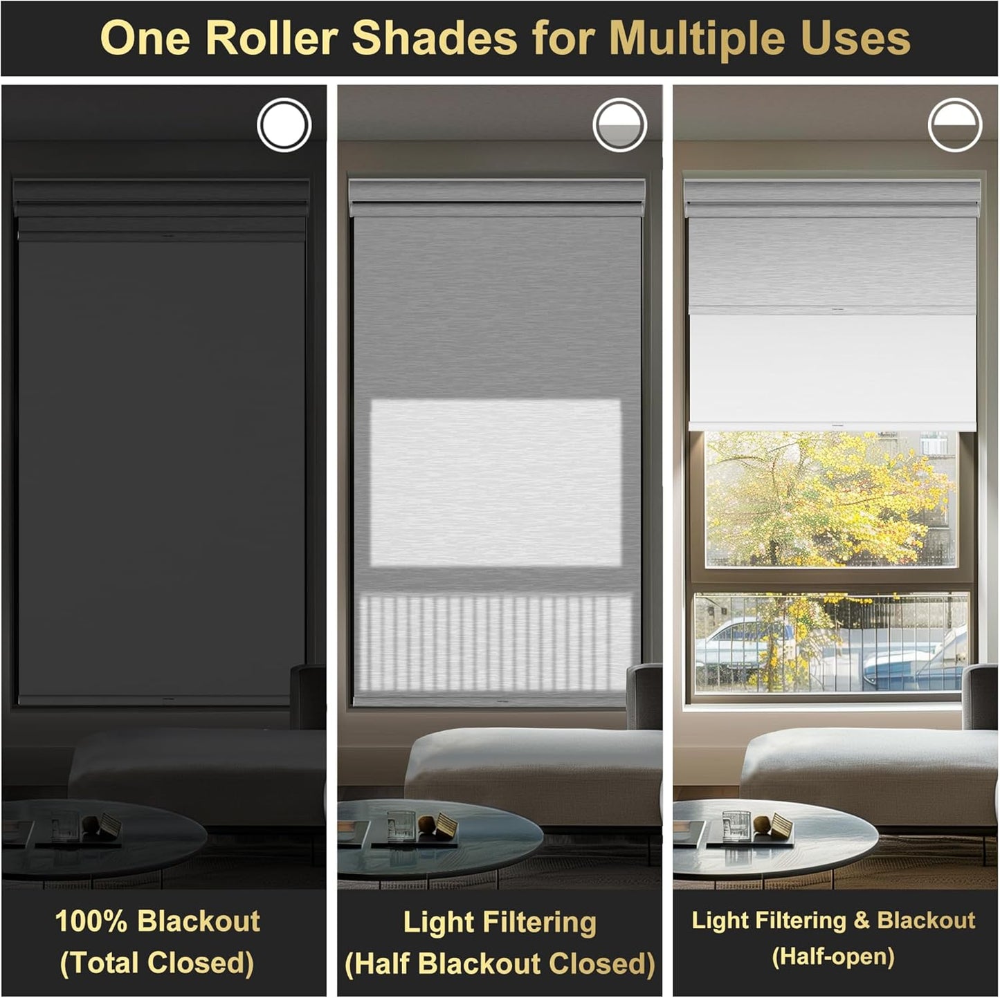 BERISSA Cordless Dual Roller Shades with Cassette Valance,Double Window Shades Blackout and Light Filtering Shades,Day and Night Roller Shades for Home Office Door.Striped Jacquard White.62 W x 56" H