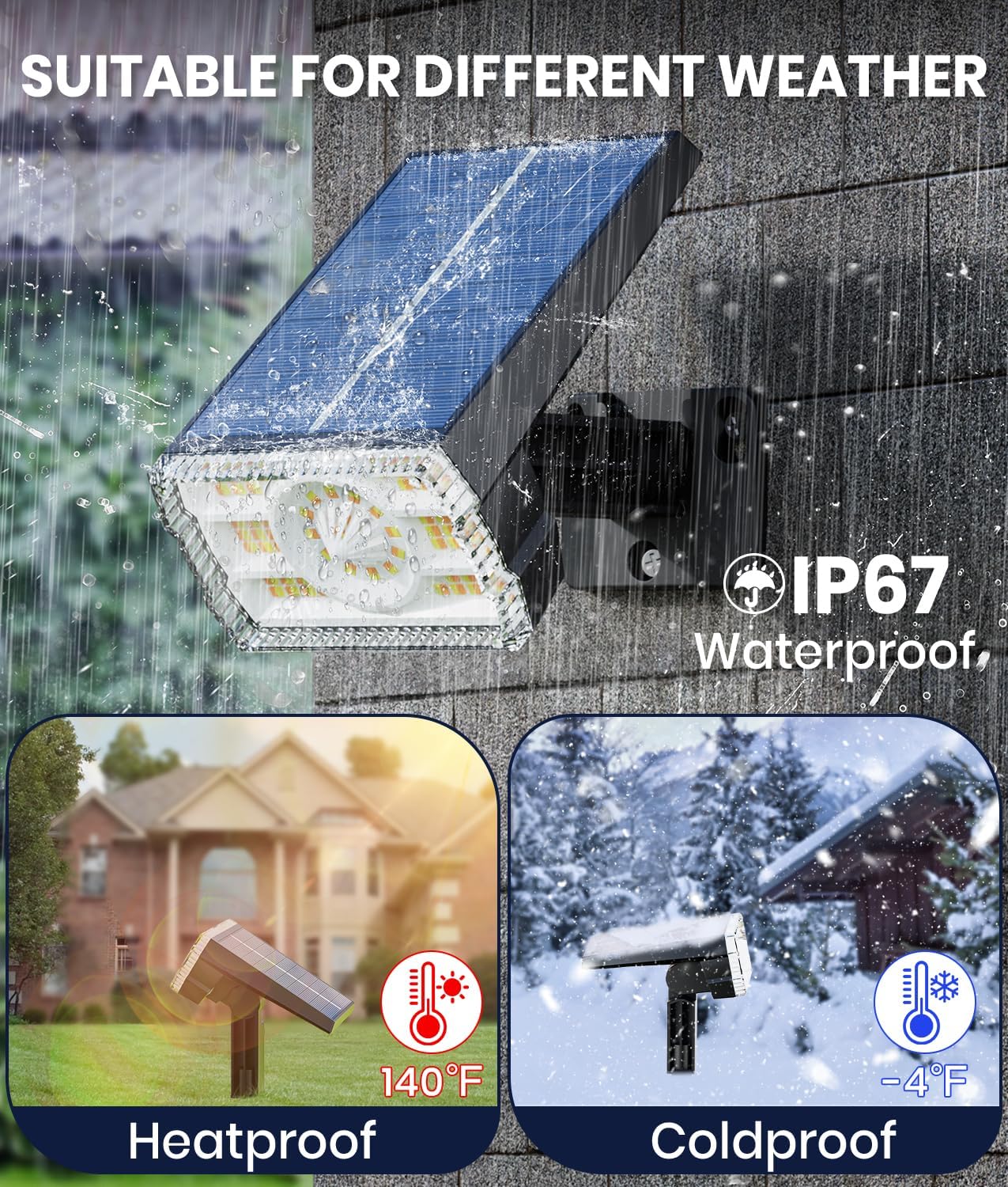 Solar Spot Lights Outdoor,Adjustable Warm&Cool,IP67 Waterproof,3 Color+3 Modes,2-in-1 Wall Lights Solar Powered Spotlights for Pathway/Garden/Yard/Patio/Driveway/Tree/Landscape Lighting Outside Decor