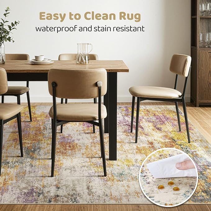 Large Area Rugs 12x15: Washable Abstract Modern Soft Rug Stain Resistant Indoor Floor Non Slip Accent Carpet for Living Room Bedroom Nursery Playroom Dining Room Office Dorm Home House- Colorful