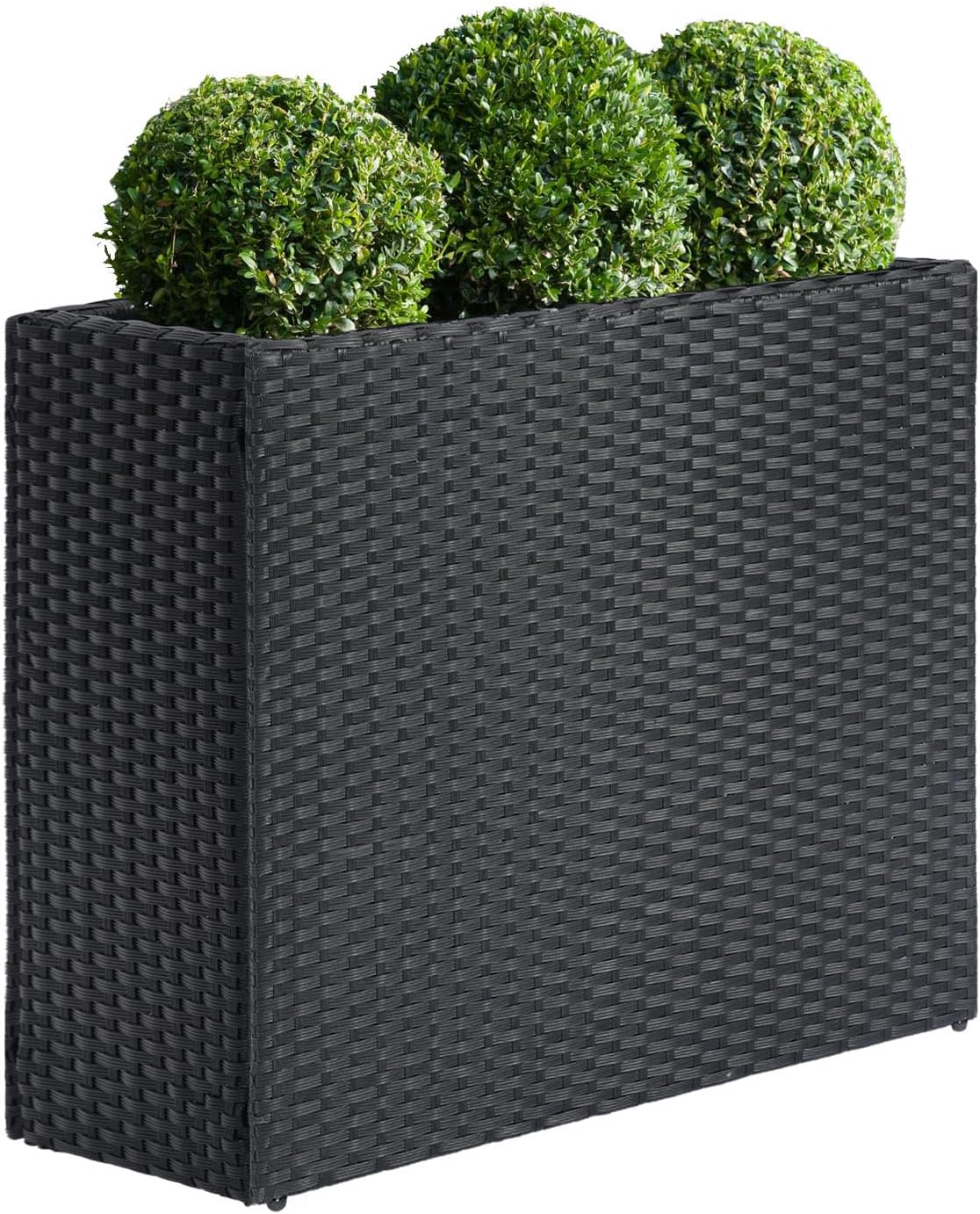 SUNNYPARK Tall Rectangular Planter with Removable Liner, All-Weather PE Rattan Large Modern Planters Indoor Outdoor Flower Plant Pots Garden Box Patio Yard Front Porch Deck