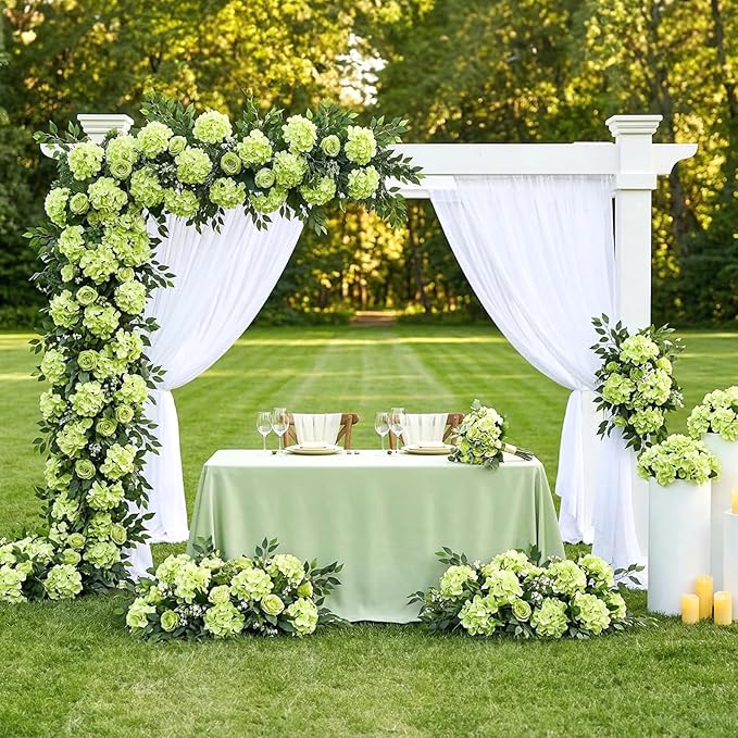 Auihiay 64 PCS Full Hydrangea Flowers, Silk Hydrangea Artificial Flowers Heads with Stems, Artificial Flowers for Wedding, Garden, Baby Shower, Party, Outdoor Indoor Decoration (Light Green)