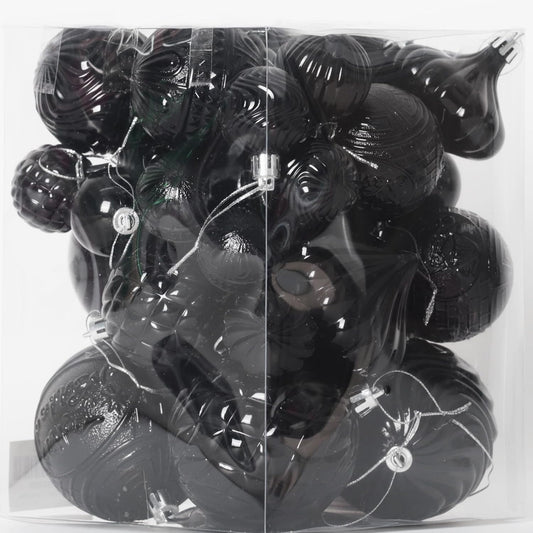 Christmas Ornaments Set with 36pcs Shatterproof Christmas Tree Decorations Multi-Size Christmas Ball Ornaments with 7 Styles Black