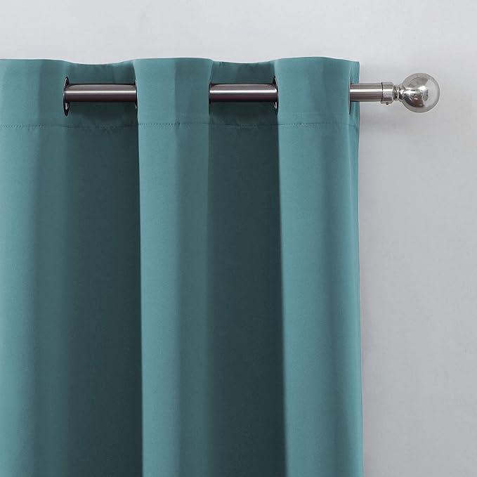 LEMOMO Sea Teal Thermal Blackout Curtains/42 x 72 Inch/Set of 2 Panels Room Darkening Curtains for Bedroom