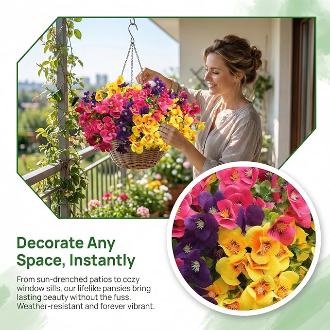 trytuny Artificial Flowers for Outdoor, Realistic Faux Plants for Outside Indoor Porch Patio Window Box Planter Home Decor (12pcs - Yellow Purple Rose red)
