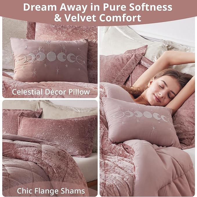 Intelligent Design Twin Velvet Duvet Cover Set with Blush Finish ID12-1782