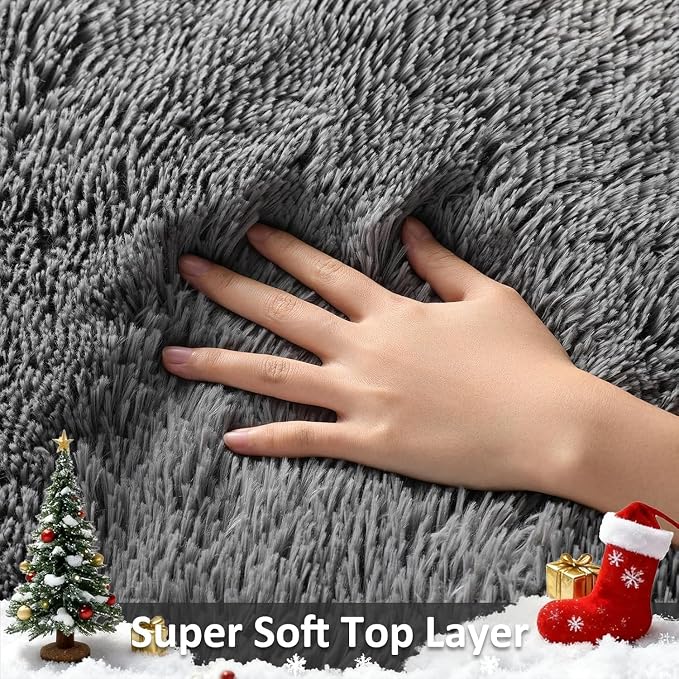 Ophanie Runner Rug for Hallway,2x7 Washable Non-Slip Fluffy Soft Bedside Rugs,Bedroom Living Room Shaggy Carpet for Kids Girls Boys Dorm Nursery Home Decor Aesthetic Grey with Over 99 pcs Pile fibers