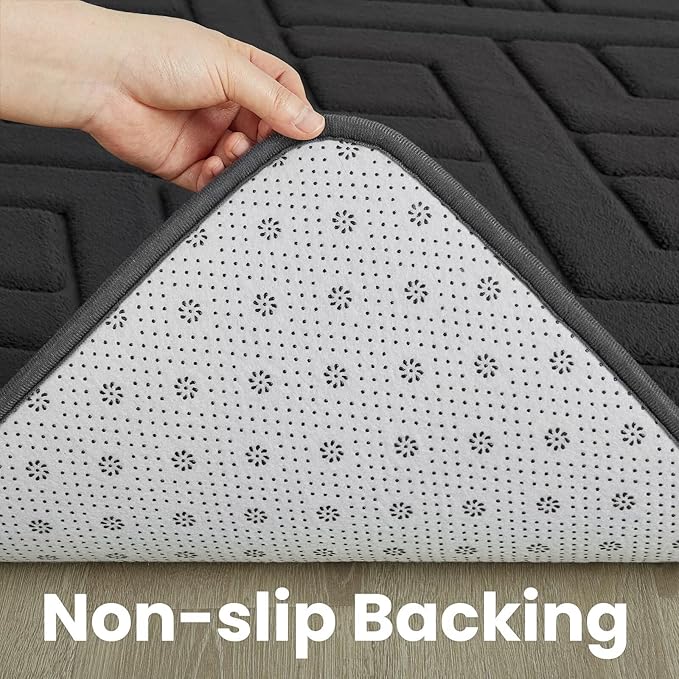 Macgace Ultra Soft Dark Grey Area Rug for Bedroom, 3x5 Modern Geometric Shag Rugs with Nonslip Backing for Living Room, Washable Fuzzy Carpet for Cozy Kids Room Nursery